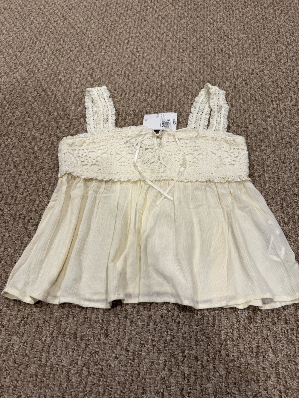 Forever 21 Cream Crochet Lace Babydoll Tank Top NWT